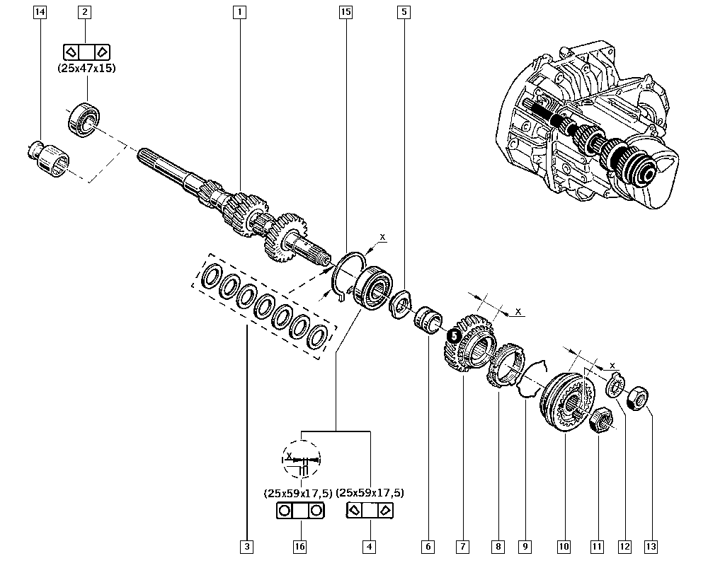 RENAULT 8200115697 - Ремонтний комплект, ступінчаста коробка передач autozip.com.ua