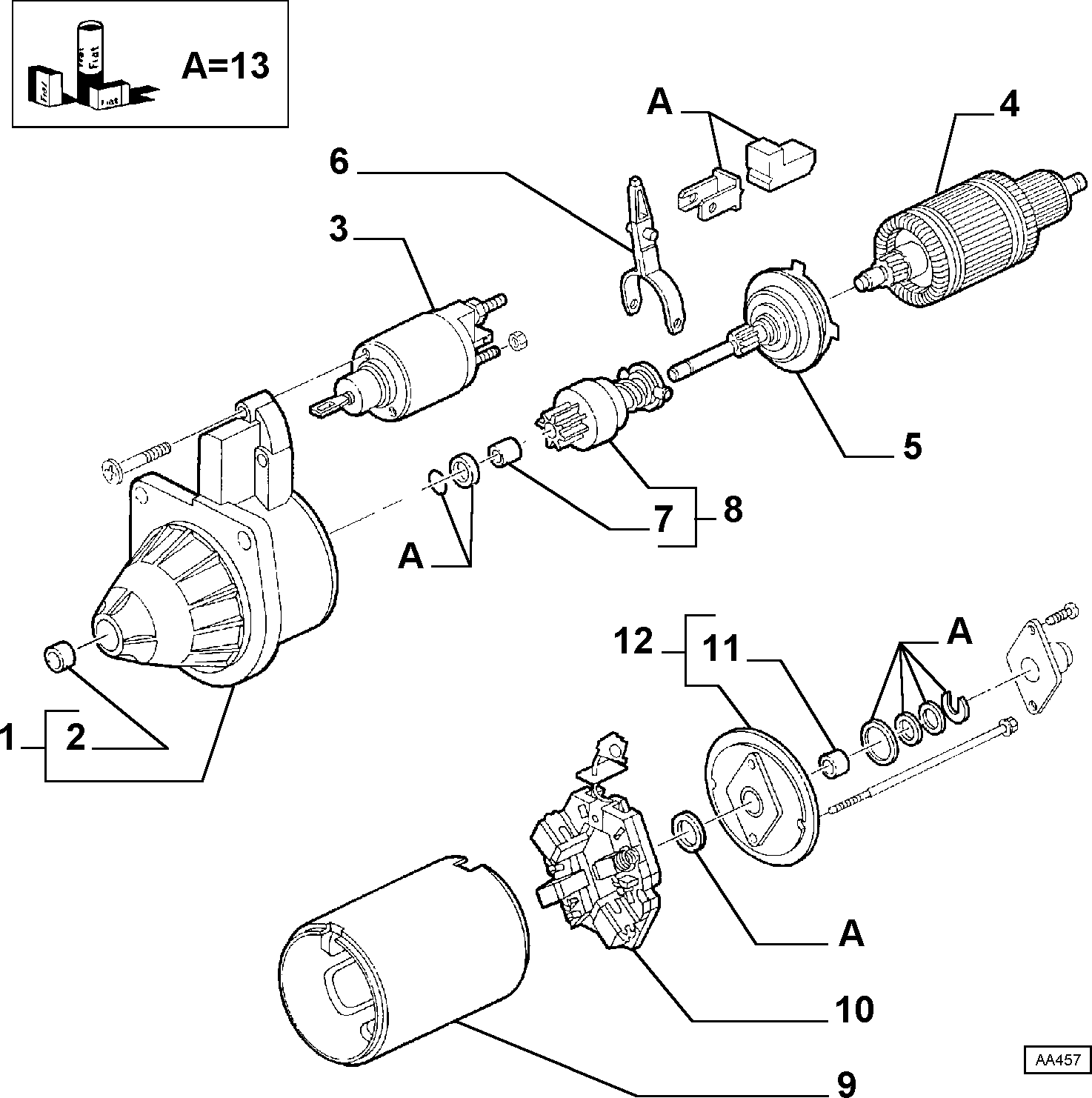 FIAT 60711577 - Тягове реле, стартер autozip.com.ua