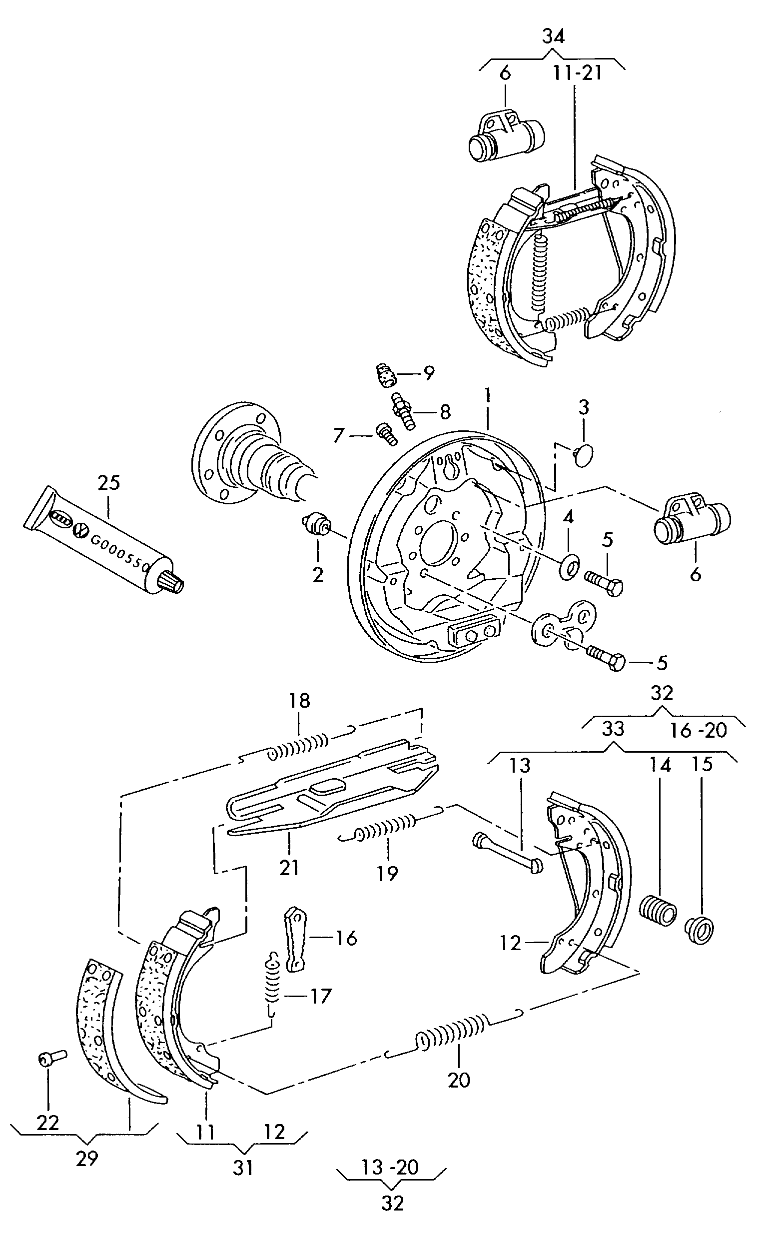 VW 1H0 609 525 D - Комплект гальм, барабанний механізм autozip.com.ua