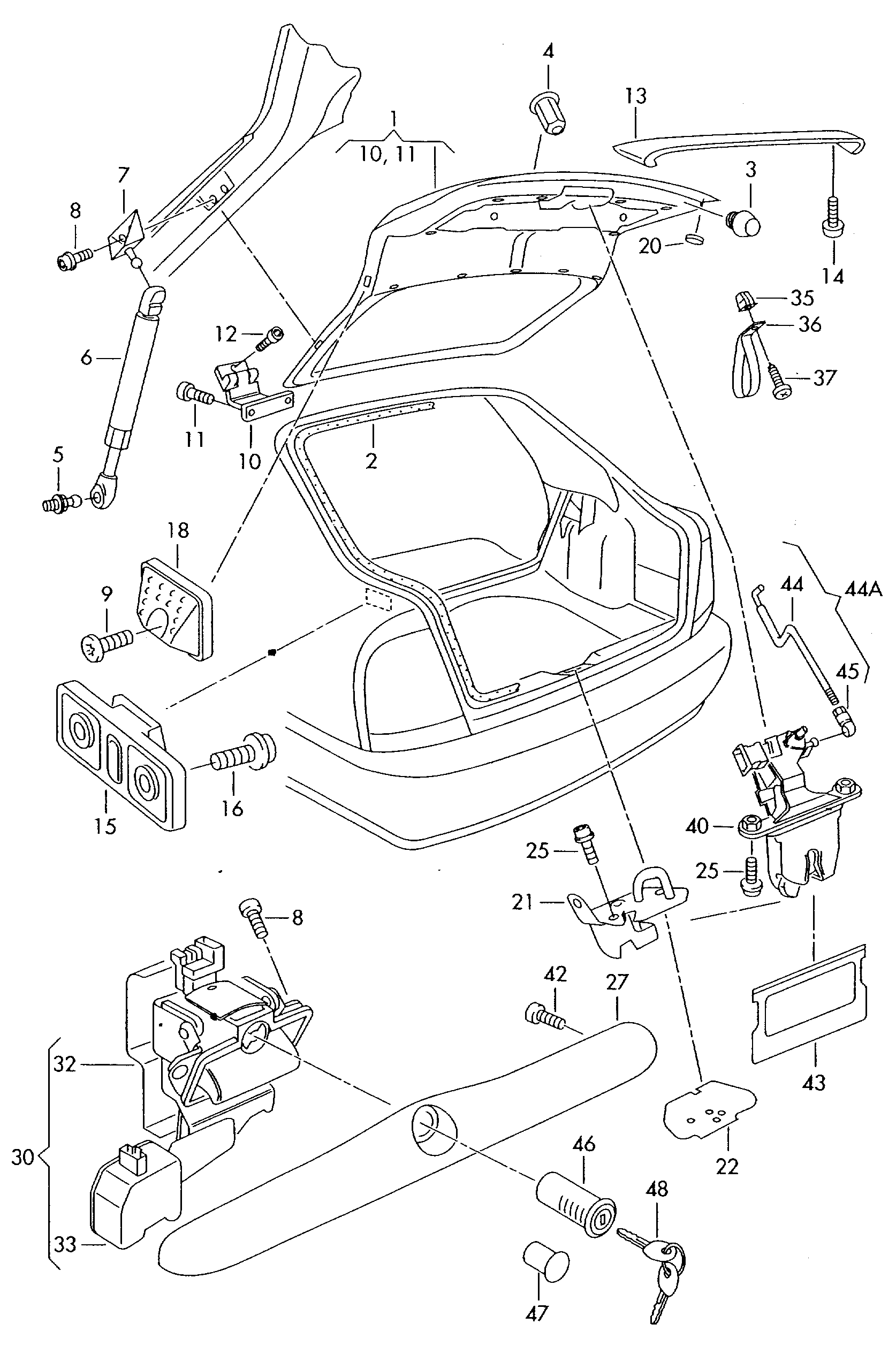 Porsche 1U6 827 550F - Газова пружина, кришка багажник autozip.com.ua