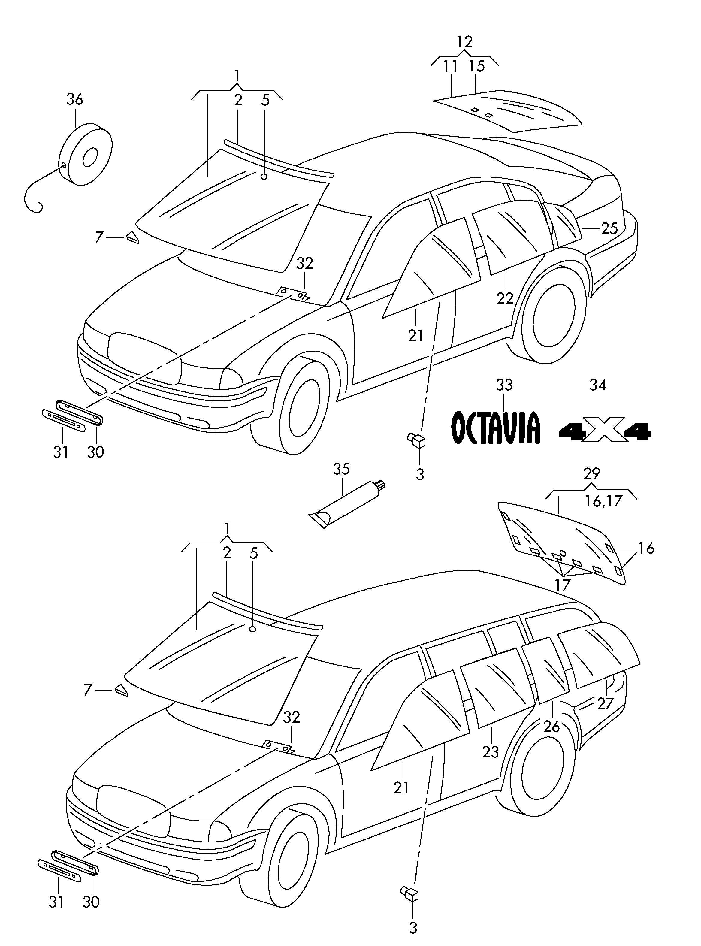 VAG 1U4845205A - Бокове вікно autozip.com.ua