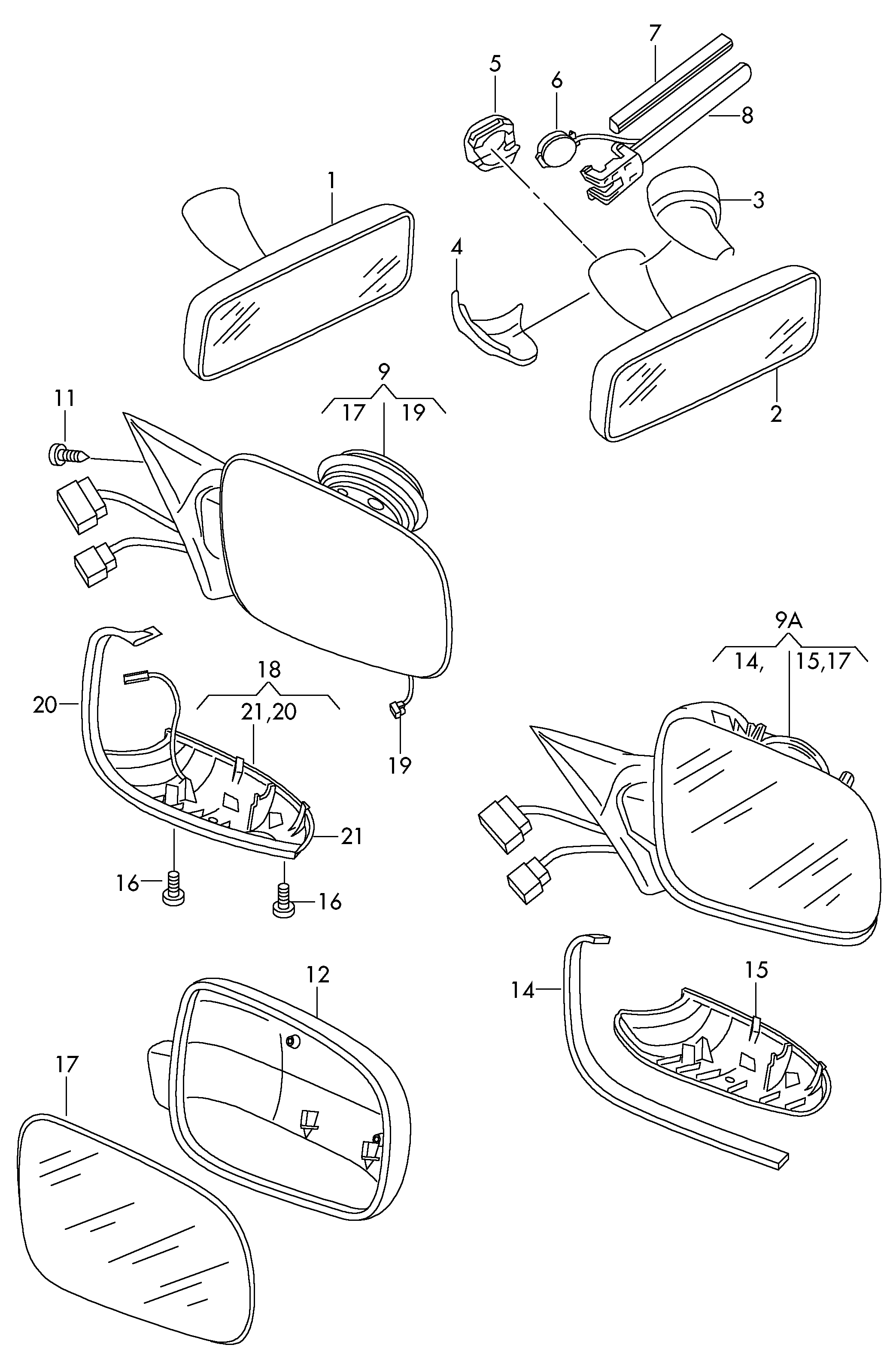 Skoda 3B1857501AC - Зовнішнє дзеркало autozip.com.ua