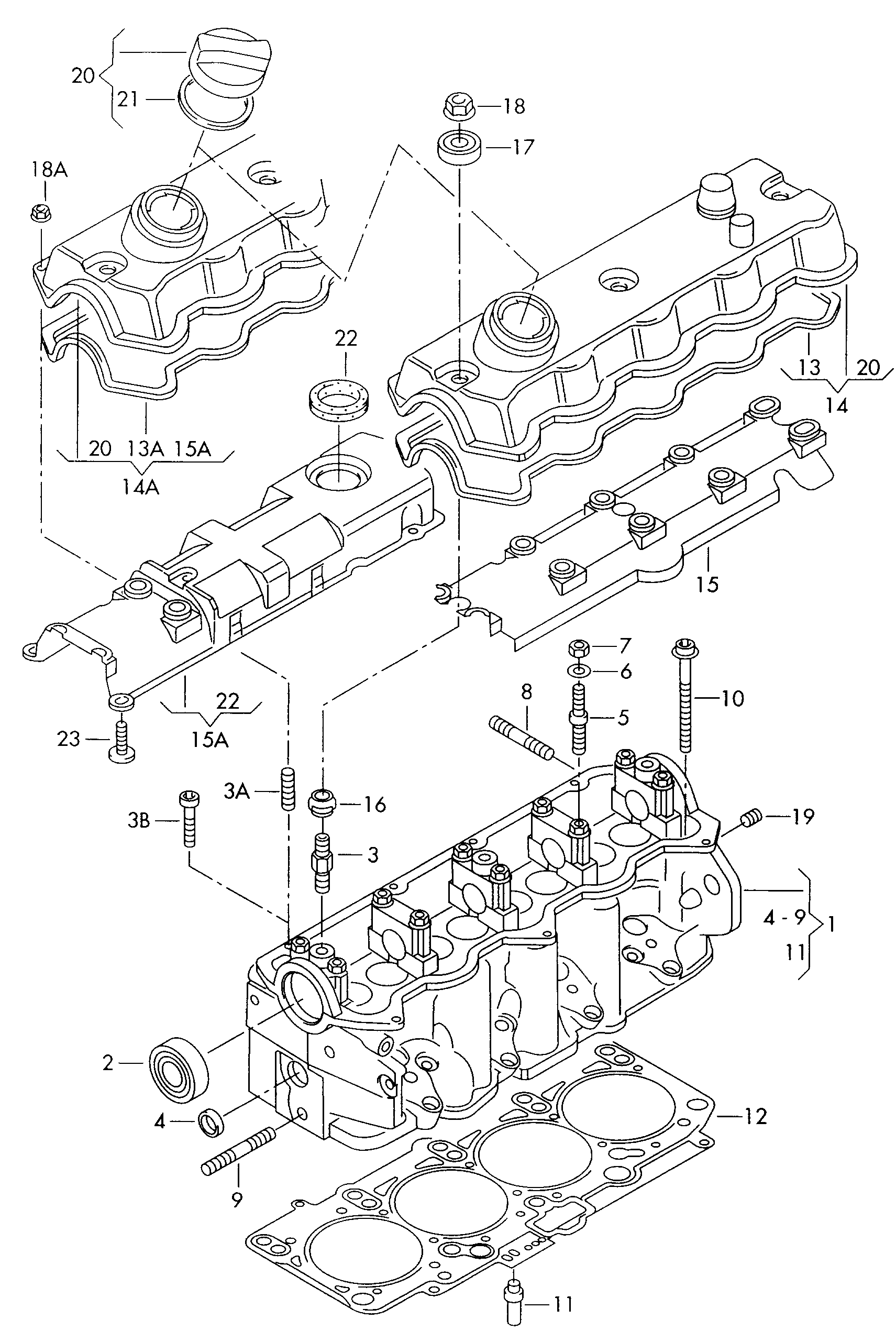 VAG 038198012 - Комплект прокладок, головка циліндра autozip.com.ua