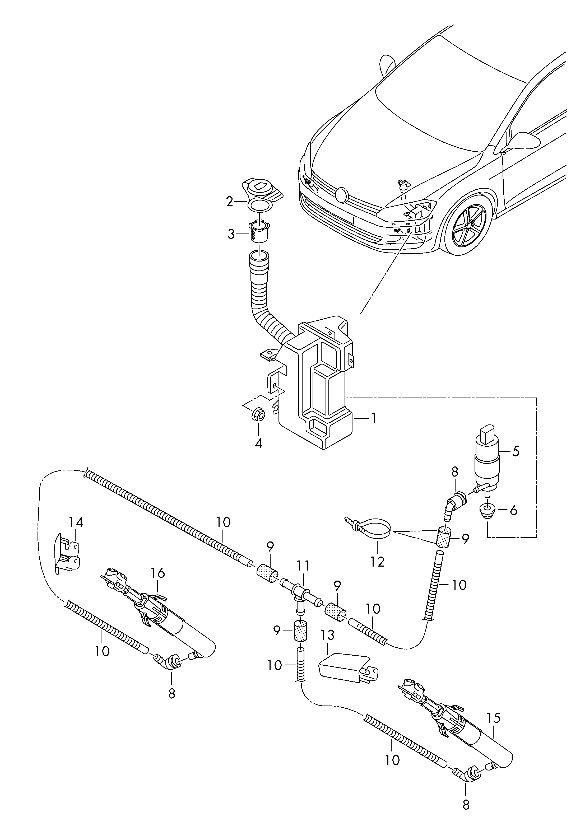 VW 5E0 955 965 - Розпилювач, форсунка, система очищення фар autozip.com.ua