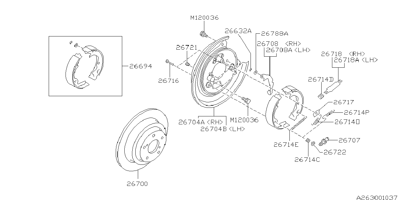 Subaru 26698AC000 - Комплект гальм, ручник, парковка autozip.com.ua