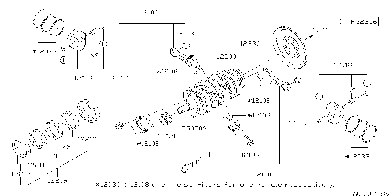 Subaru 12108AB100 - Шатуни підшипник autozip.com.ua