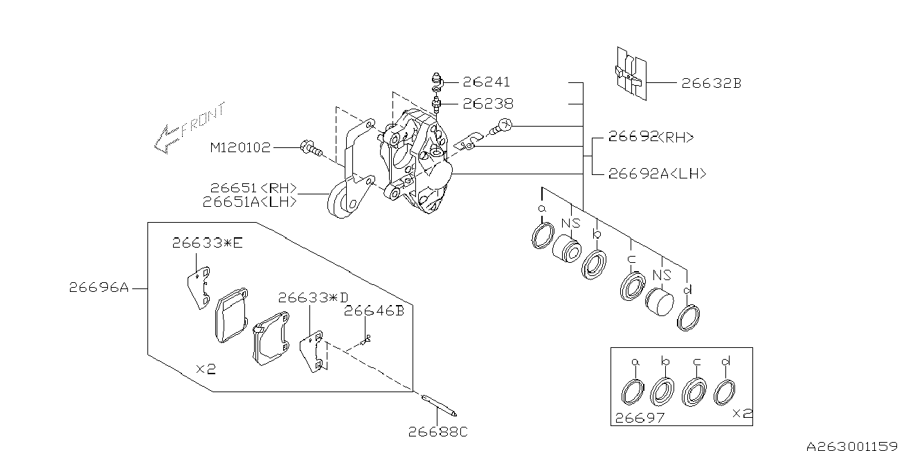 Mitsubishi 26696FE080 - Гальмівні колодки, дискові гальма autozip.com.ua