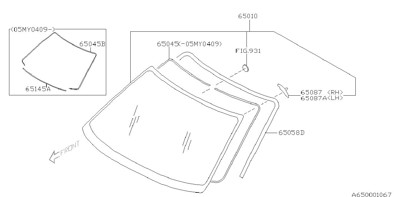 Subaru 65009AG110 - Вітрове скло autozip.com.ua