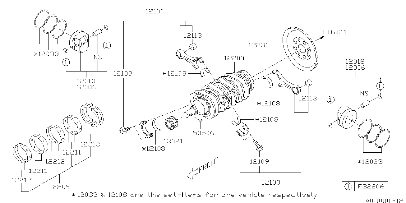 Subaru 12108AB100 - Шатуни підшипник autozip.com.ua