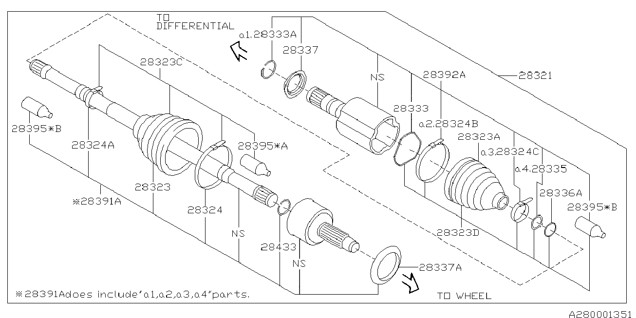 Subaru 28392AJ020 - Шарнірний комплект, ШРУС, приводний вал autozip.com.ua