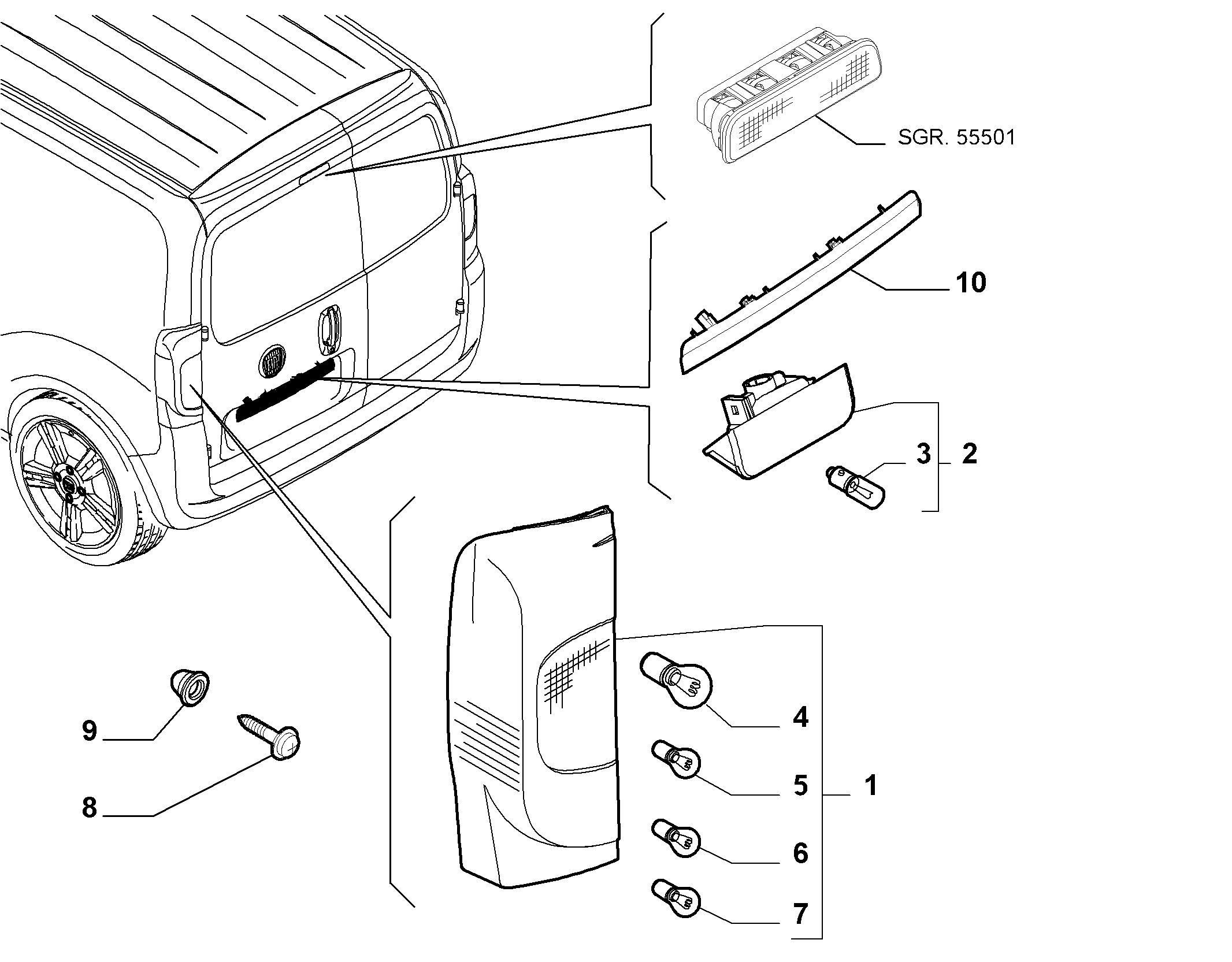 FIAT 1353205080 - Задній ліхтар autozip.com.ua