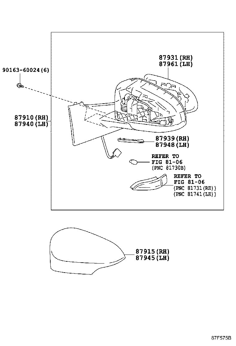 TOYOTA 87908 0D601 - Дзеркальне скло, зовнішнє дзеркало autozip.com.ua