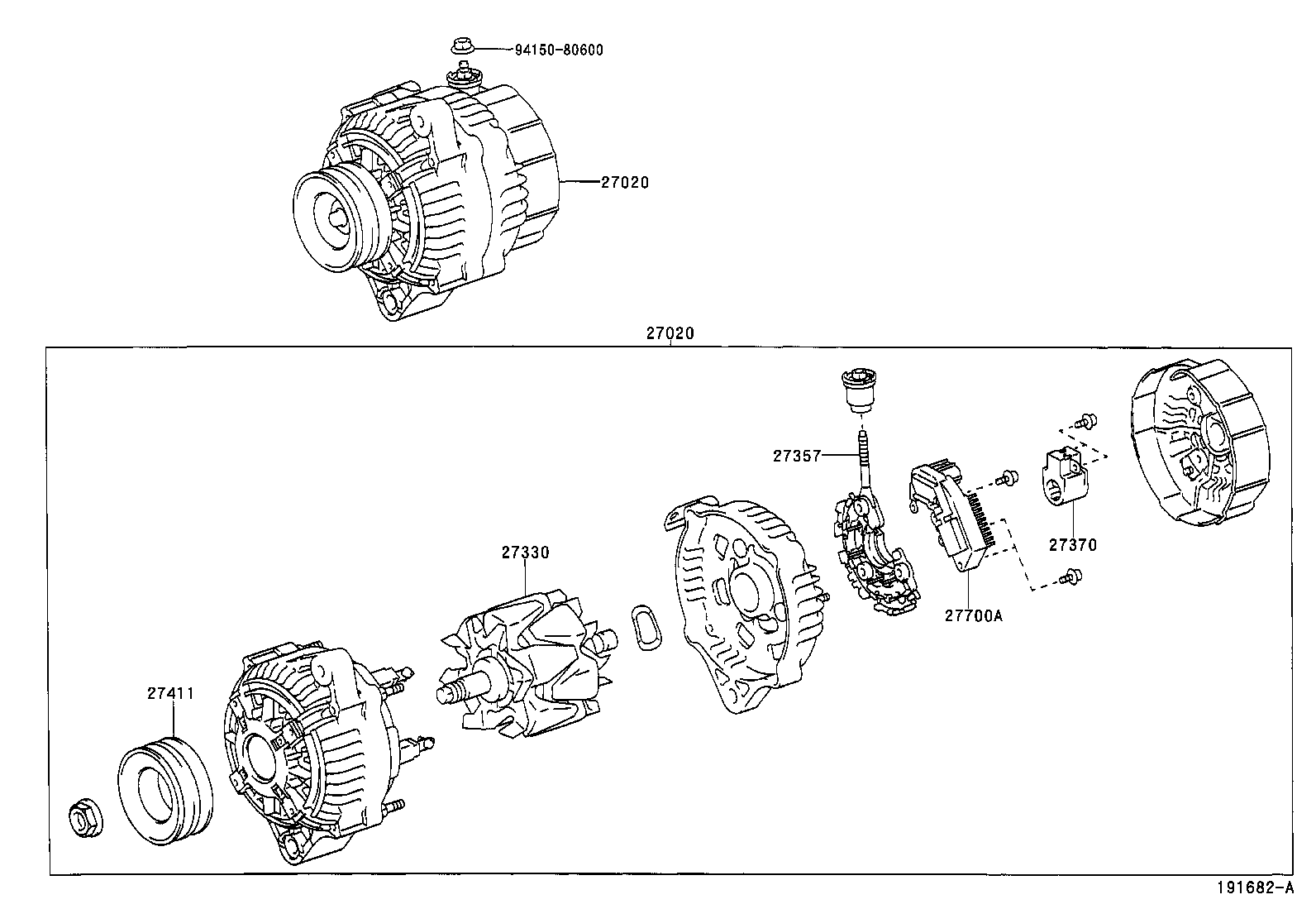 TOYOTA 27411-17030 - Ремінний шків, генератор autozip.com.ua