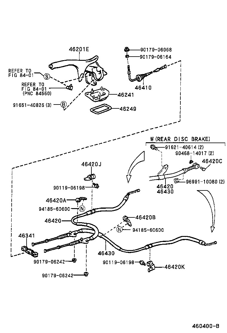 TOYOTA 46420-05020 - Трос, гальмівна система autozip.com.ua