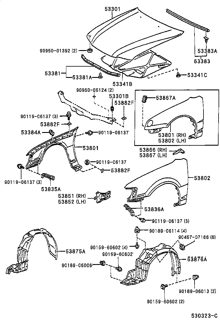 TOYOTA 53875 12260 - Обшивка, колісна ніша autozip.com.ua