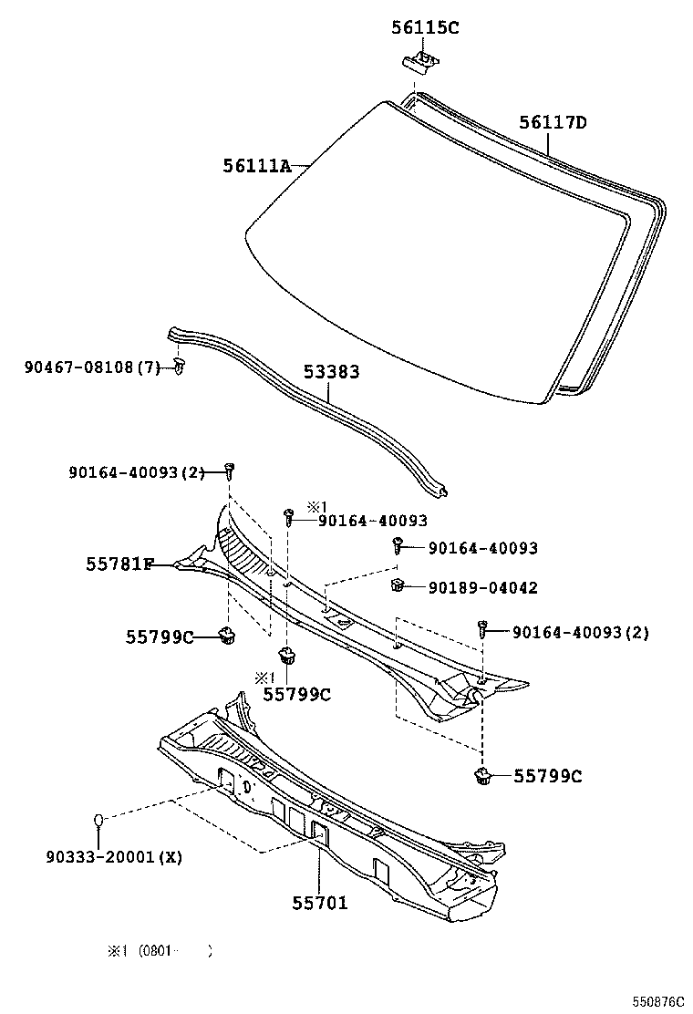 TOYOTA 5611126160 - Вітрове скло autozip.com.ua