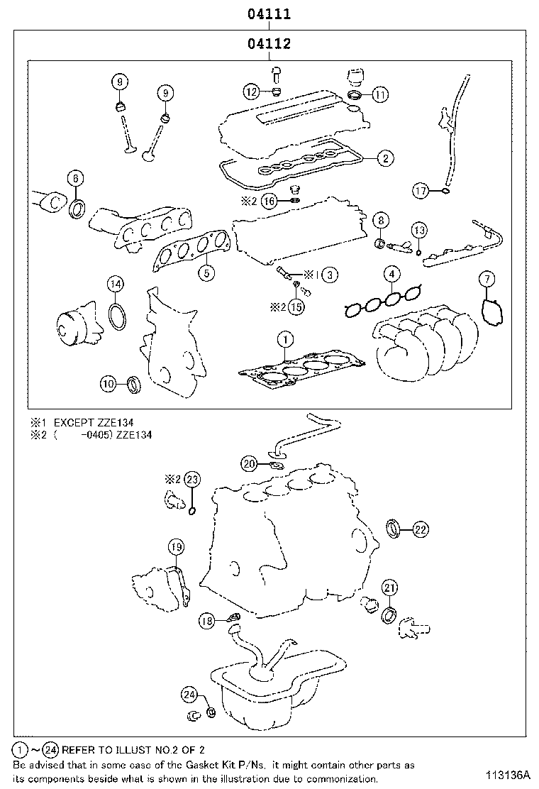 TOYOTA 04111-0D172 - Комплект прокладок, двигун autozip.com.ua