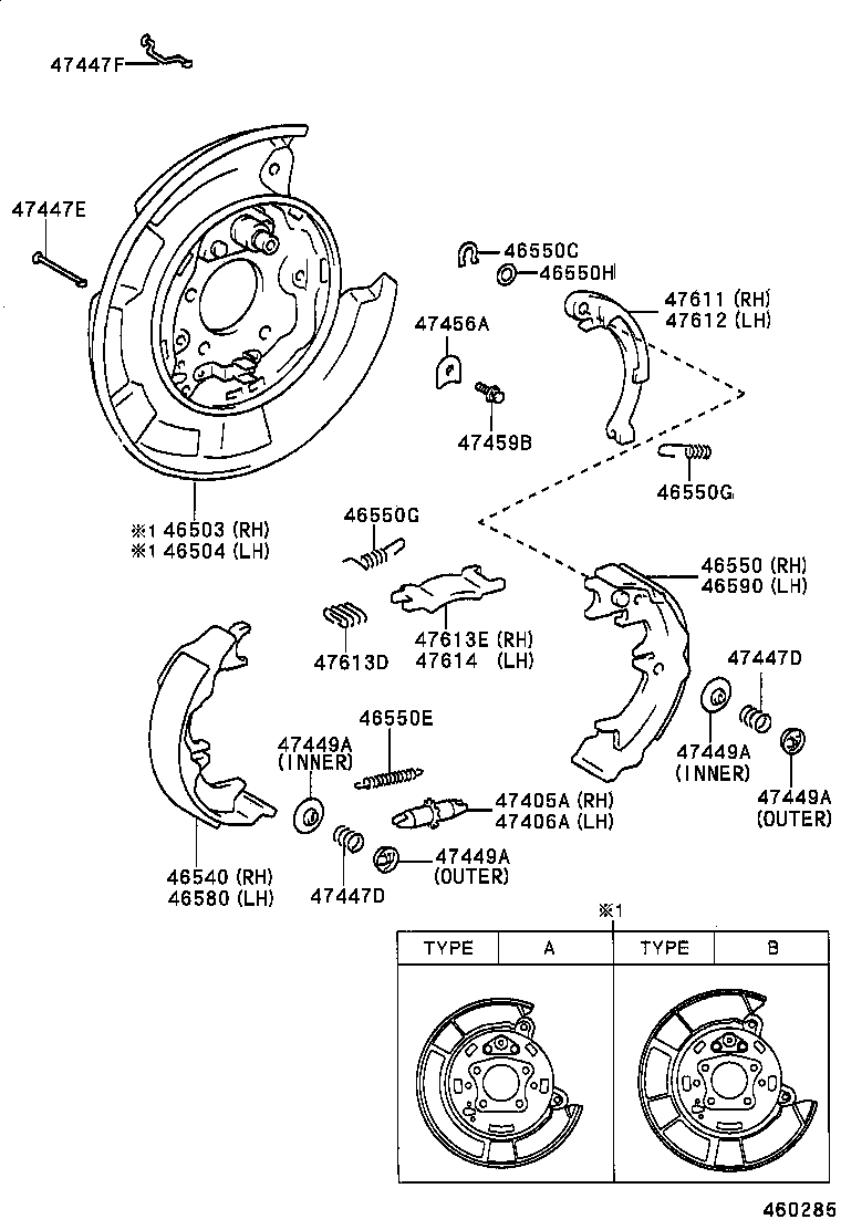 TOYOTA 4659020060 - Комплект гальм, ручник, парковка autozip.com.ua