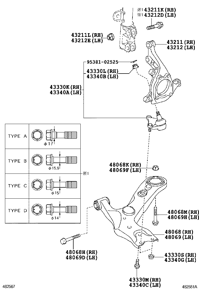 LEXUS 48068-12300* - Важіль незалежної підвіски колеса autozip.com.ua