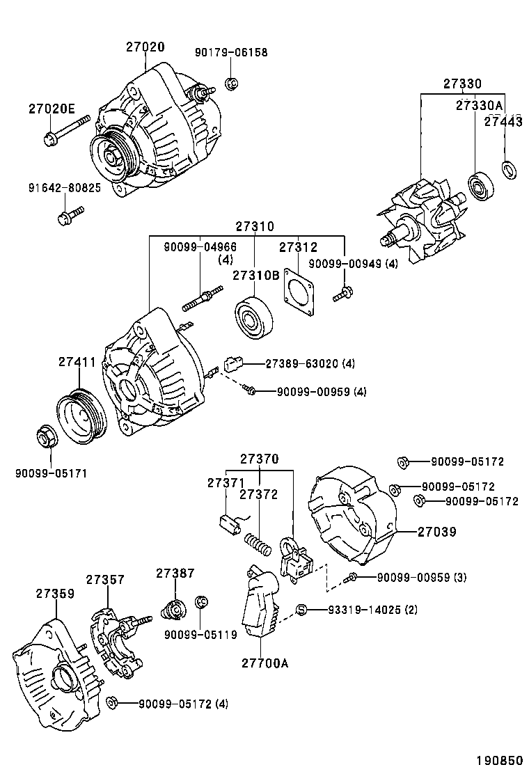 TOYOTA 2741165010 - Ремінний шків, генератор autozip.com.ua