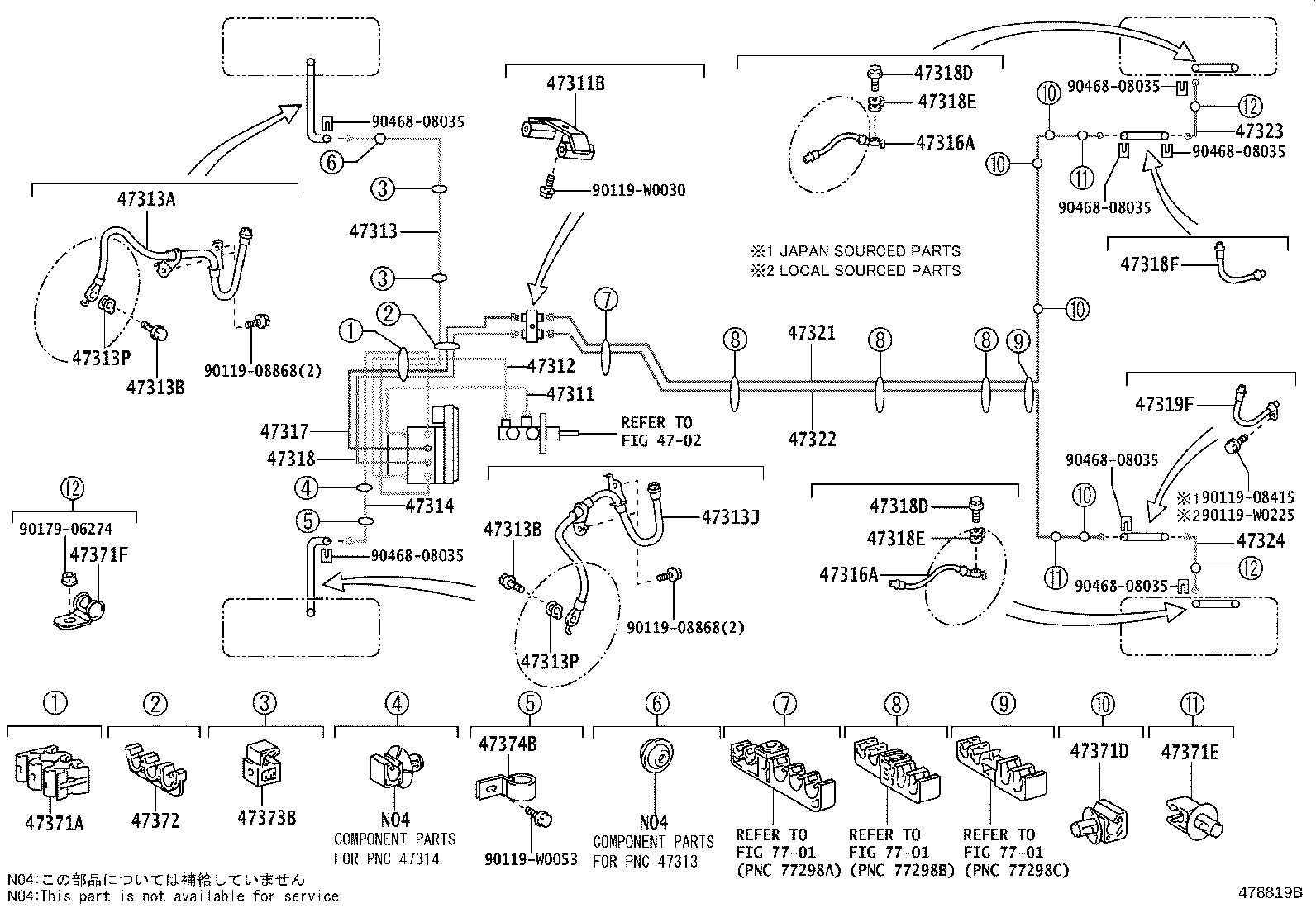 TOYOTA 90947W2045 - Гальмівний шланг autozip.com.ua