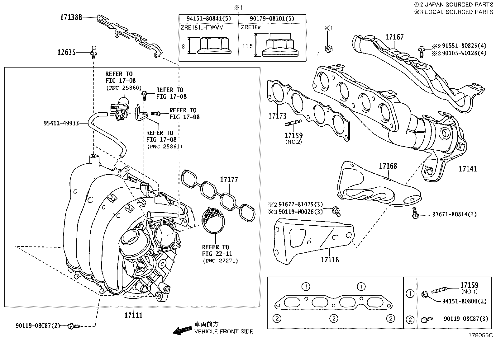 TOYOTA 17177-0T030 - Прокладка, впускний колектор autozip.com.ua