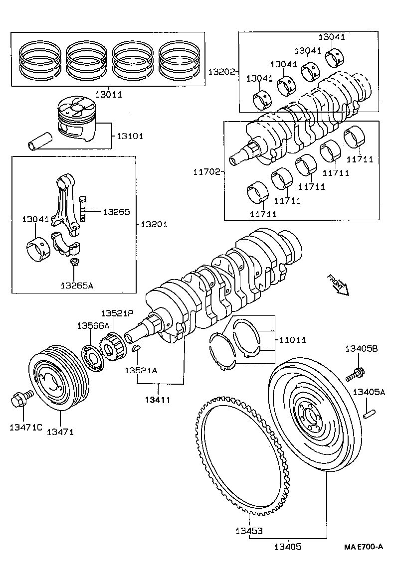 TOYOTA 13470-16050 - Ремінний шків, колінчастий вал autozip.com.ua