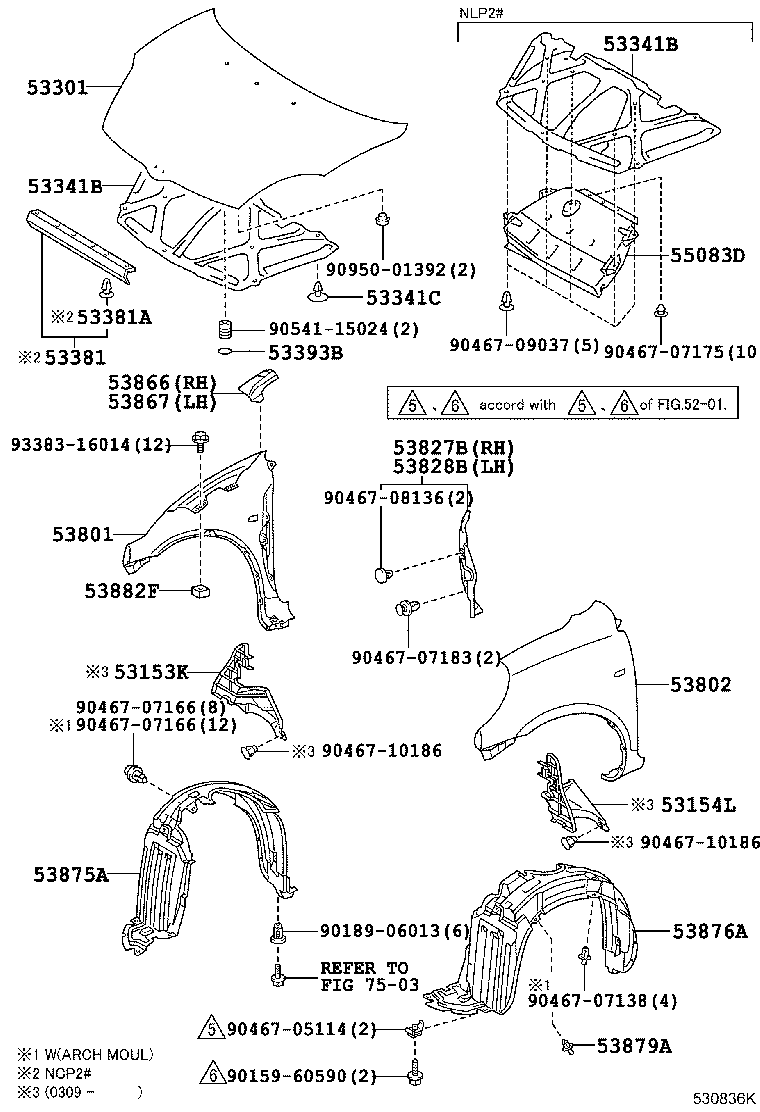 TOYOTA 53301-52040 - Капот двигуна autozip.com.ua