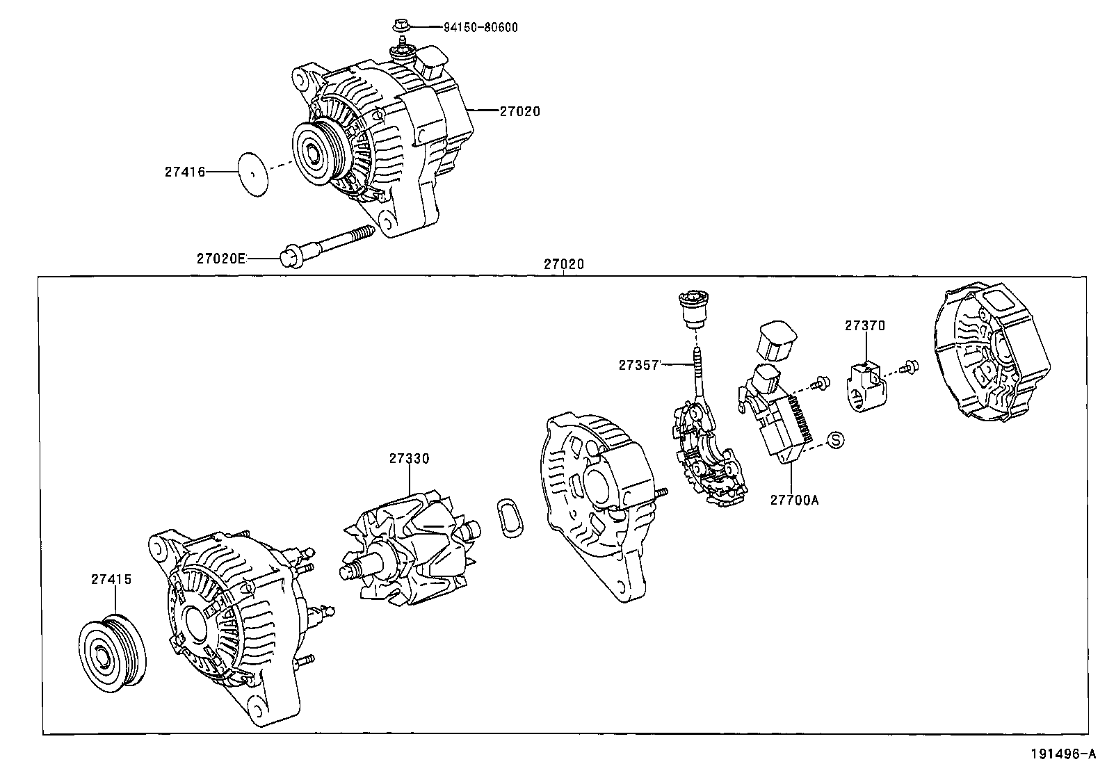 TOYOTA 27415-27011 - Ремінний шків, генератор autozip.com.ua