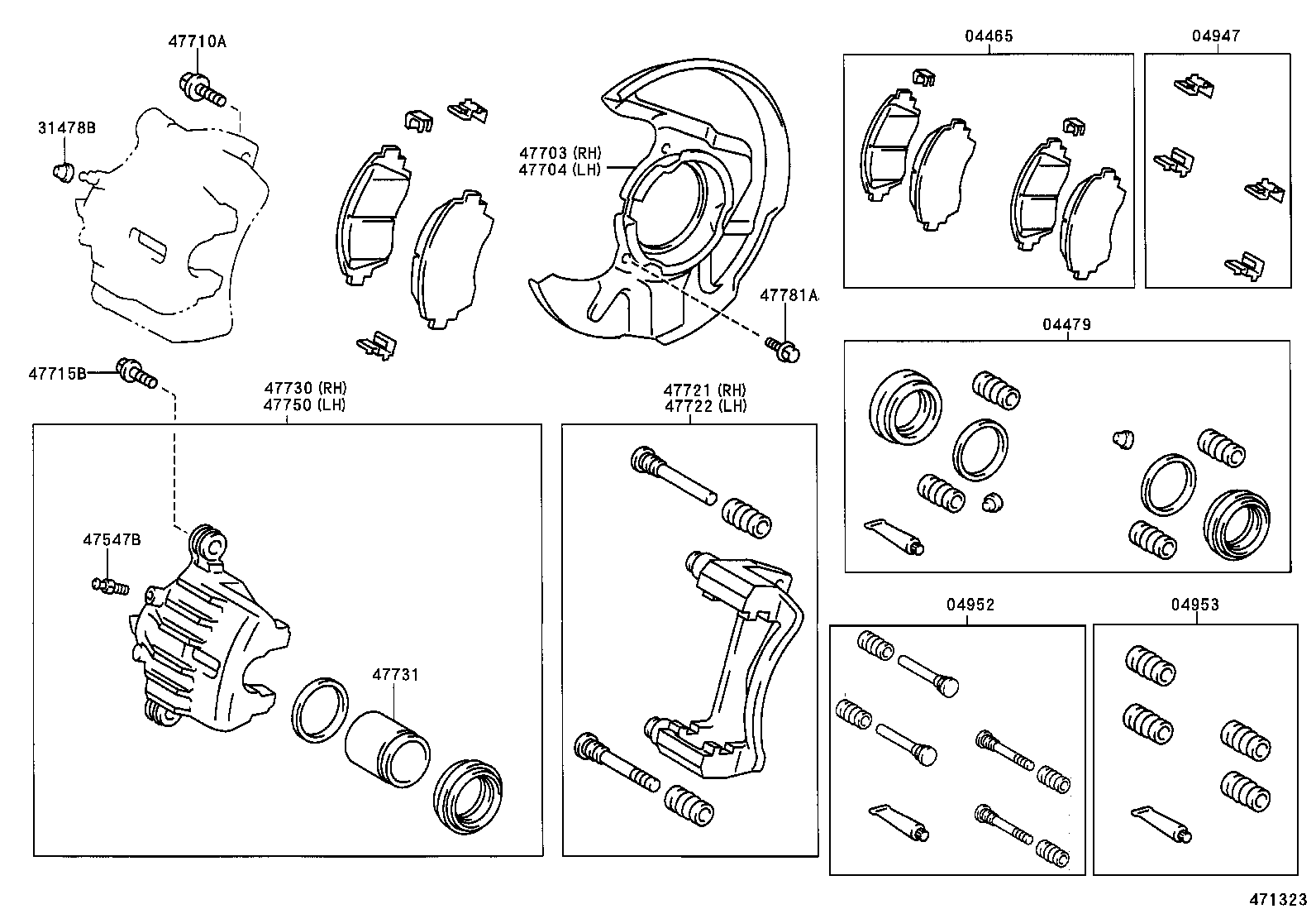 TOYOTA 04479-02060 - Ремкомплект, гальмівний супорт autozip.com.ua