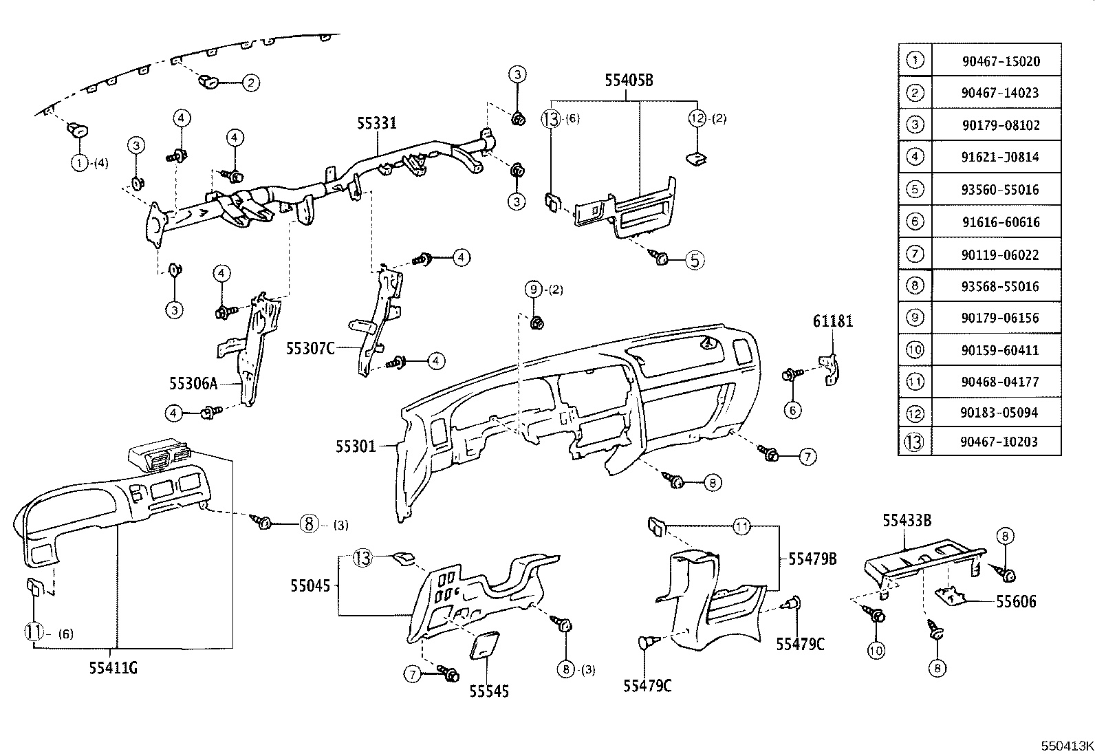 TOYOTA 90467-15020 - Зажим, молдинг / захисна накладка autozip.com.ua