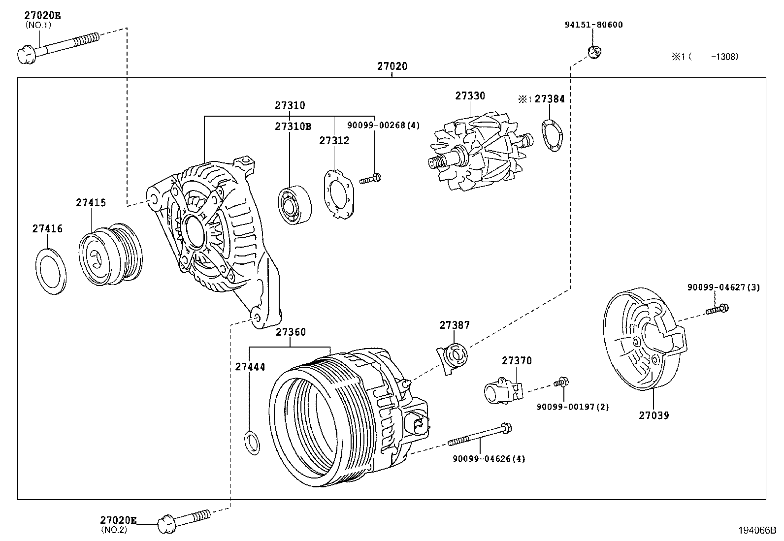 TOYOTA 27415-0W021 - Ремінний шків, генератор autozip.com.ua