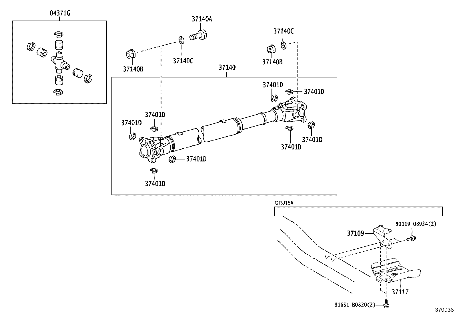 TOYOTA 04371-60070 - Шарнір, поздовжній вал autozip.com.ua