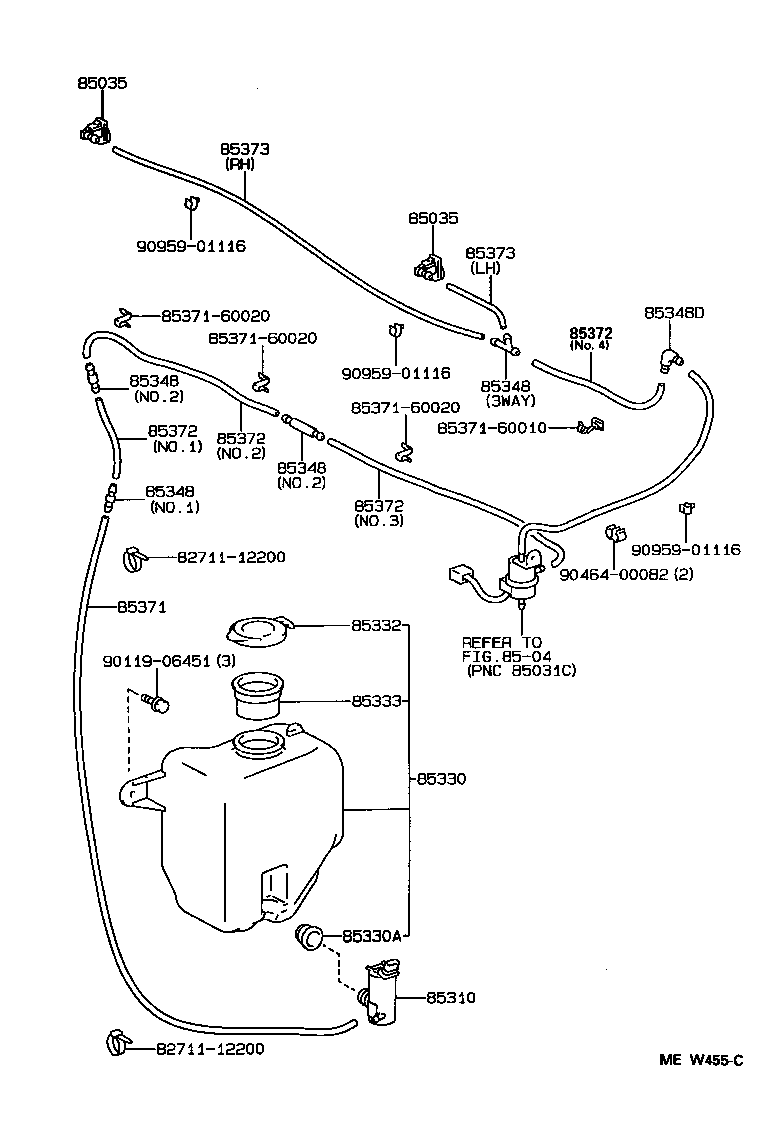 TOYOTA 85330-50020 - Водяний насос, система очищення вікон autozip.com.ua