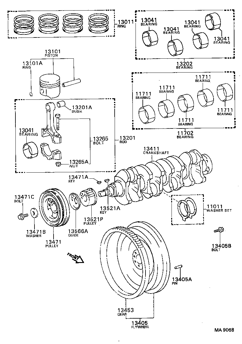 TOYOTA 13408-64060 - Ремінний шків, колінчастий вал autozip.com.ua