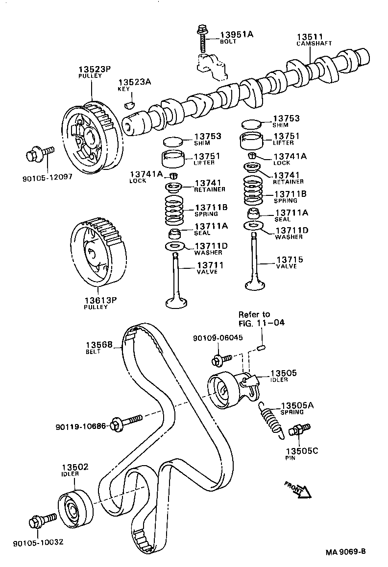 TOYOTA 13505-64011 - Натяжна ролик, ремінь ГРМ autozip.com.ua