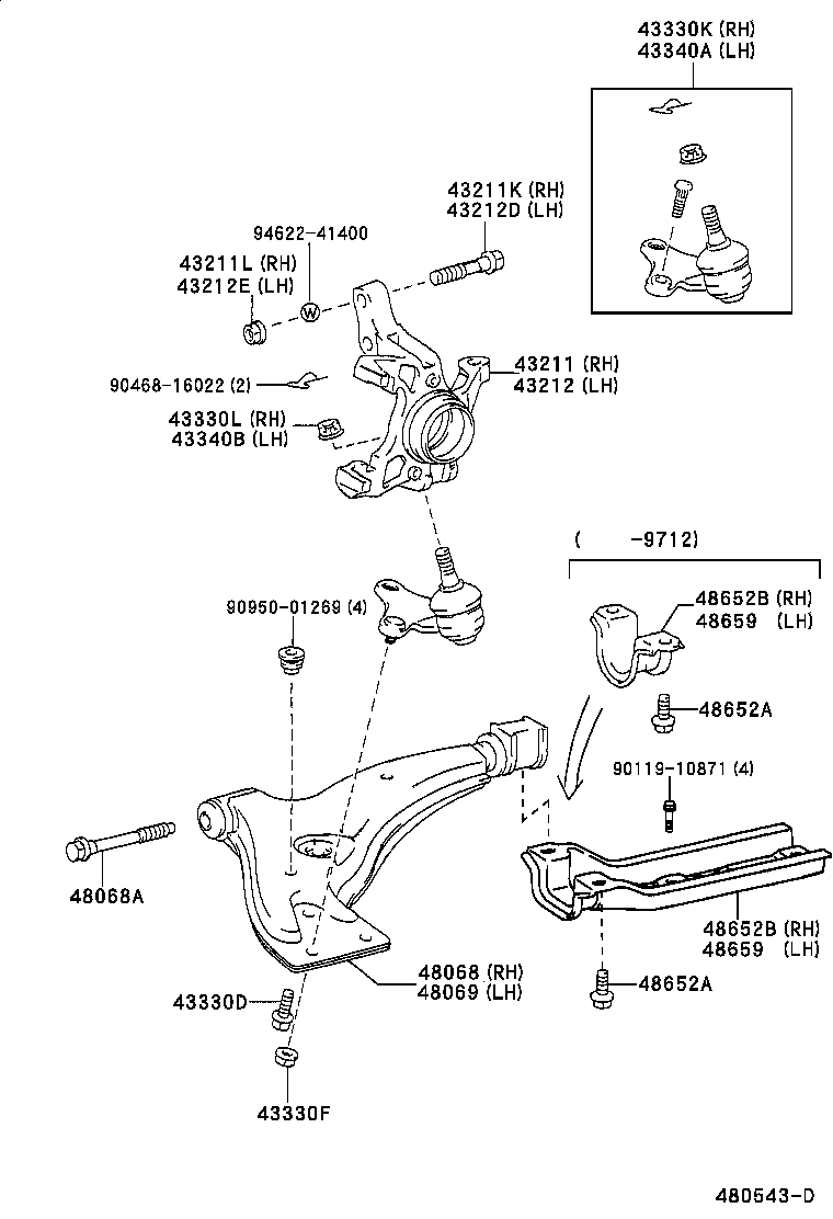 TOYOTA 48069-10080 - Важіль незалежної підвіски колеса autozip.com.ua