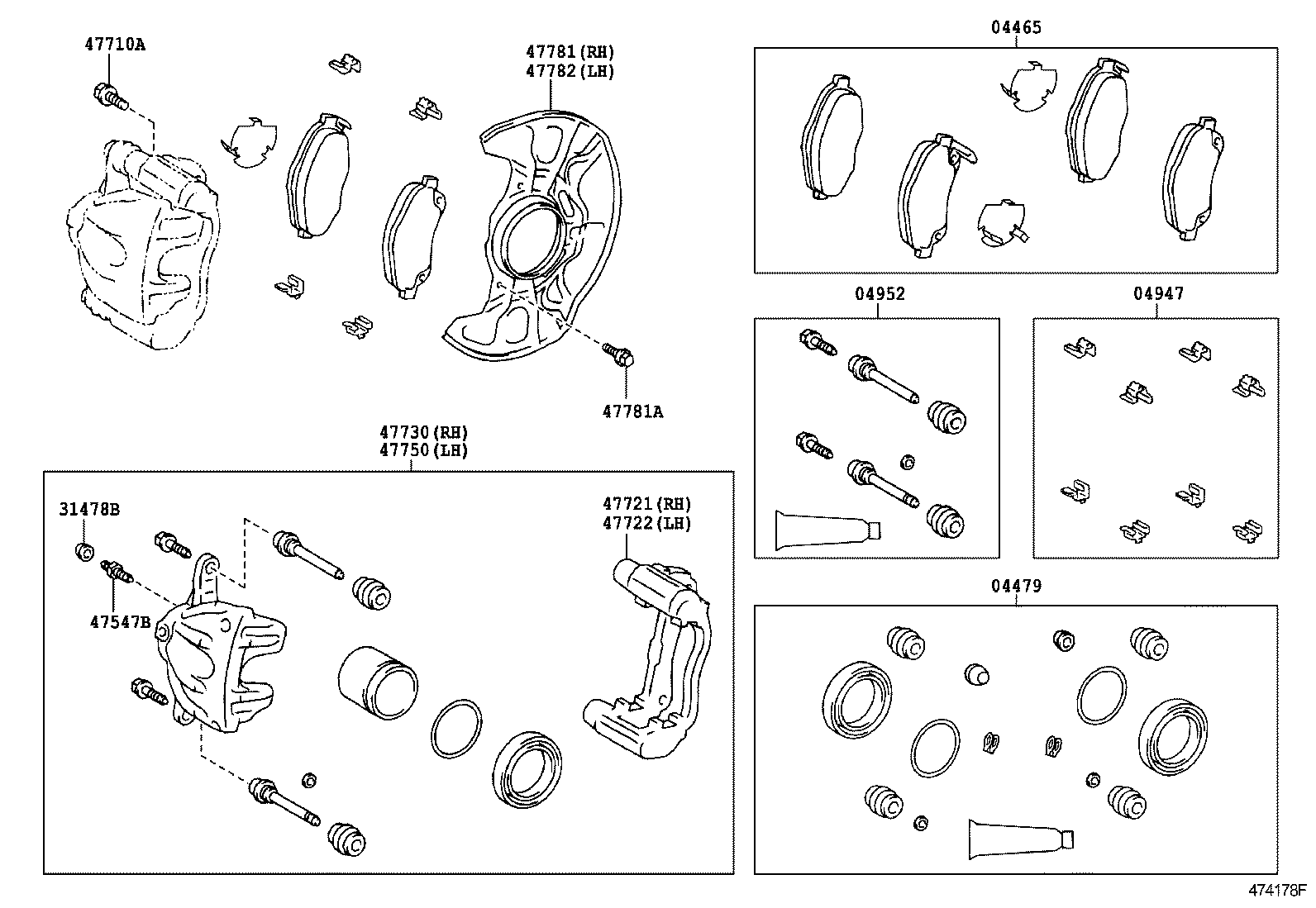 TOYOTA 0447805050 - Ремкомплект, гальмівний супорт autozip.com.ua