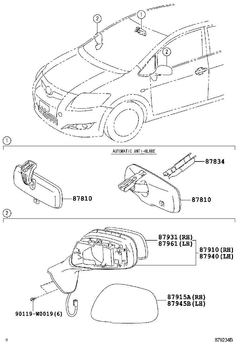 TOYOTA 8791502909 - Зовнішнє дзеркало autozip.com.ua