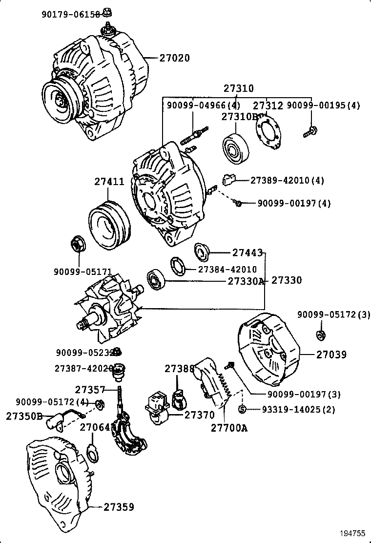 TOYOTA 2731016270 - Генератор autozip.com.ua