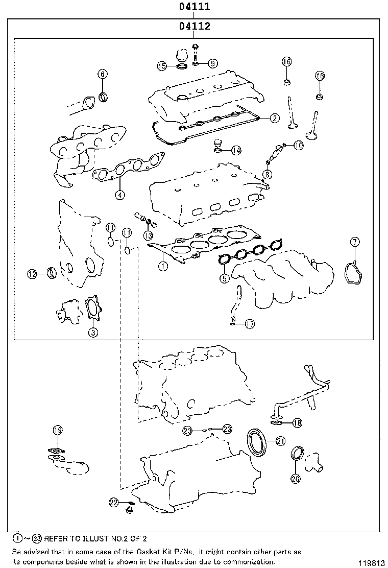 TOYOTA 04112-21041 - Комплект прокладок, головка циліндра autozip.com.ua