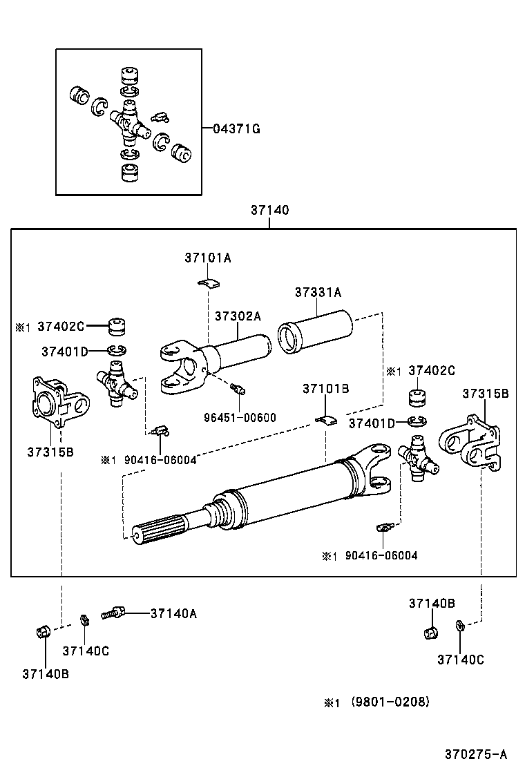 TOYOTA 3714060520 - Шарнір, поздовжній вал autozip.com.ua