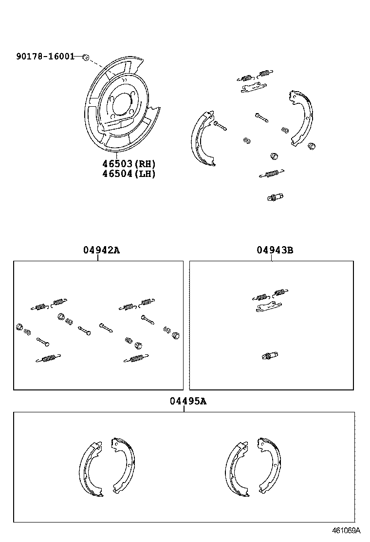 TOYOTA 044950F030 - Комплект гальм, ручник, парковка autozip.com.ua