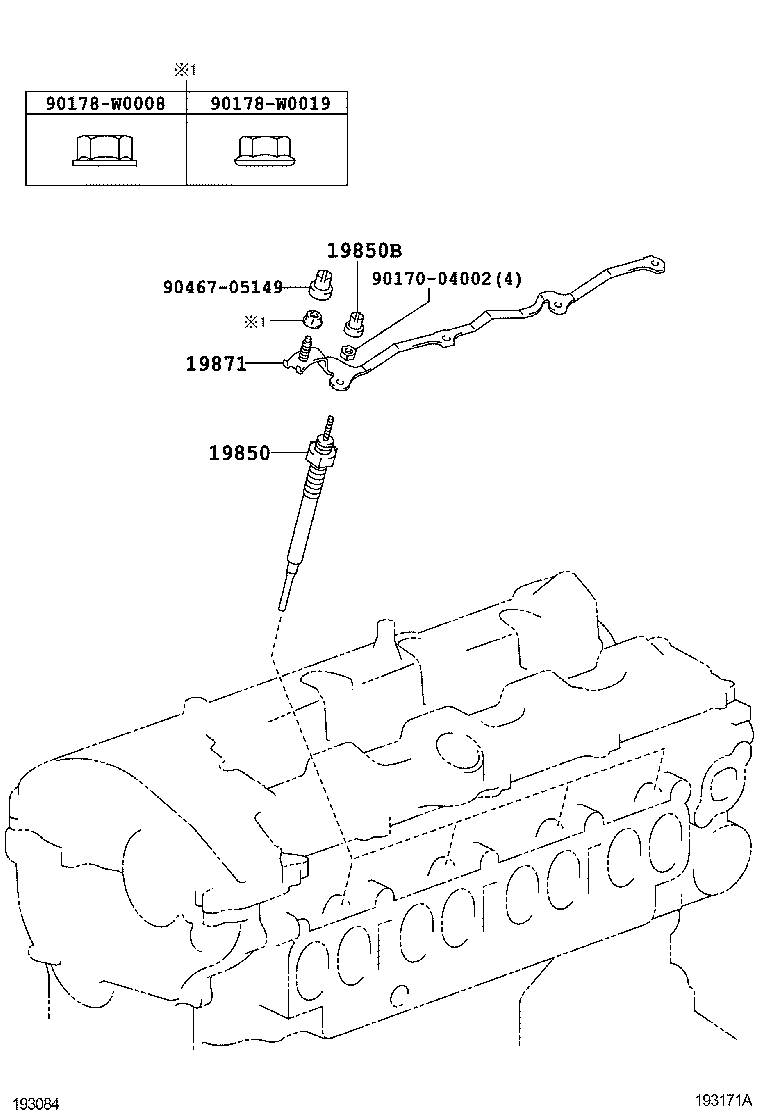 TOYOTA 198500R022 - Свічка розжарювання autozip.com.ua