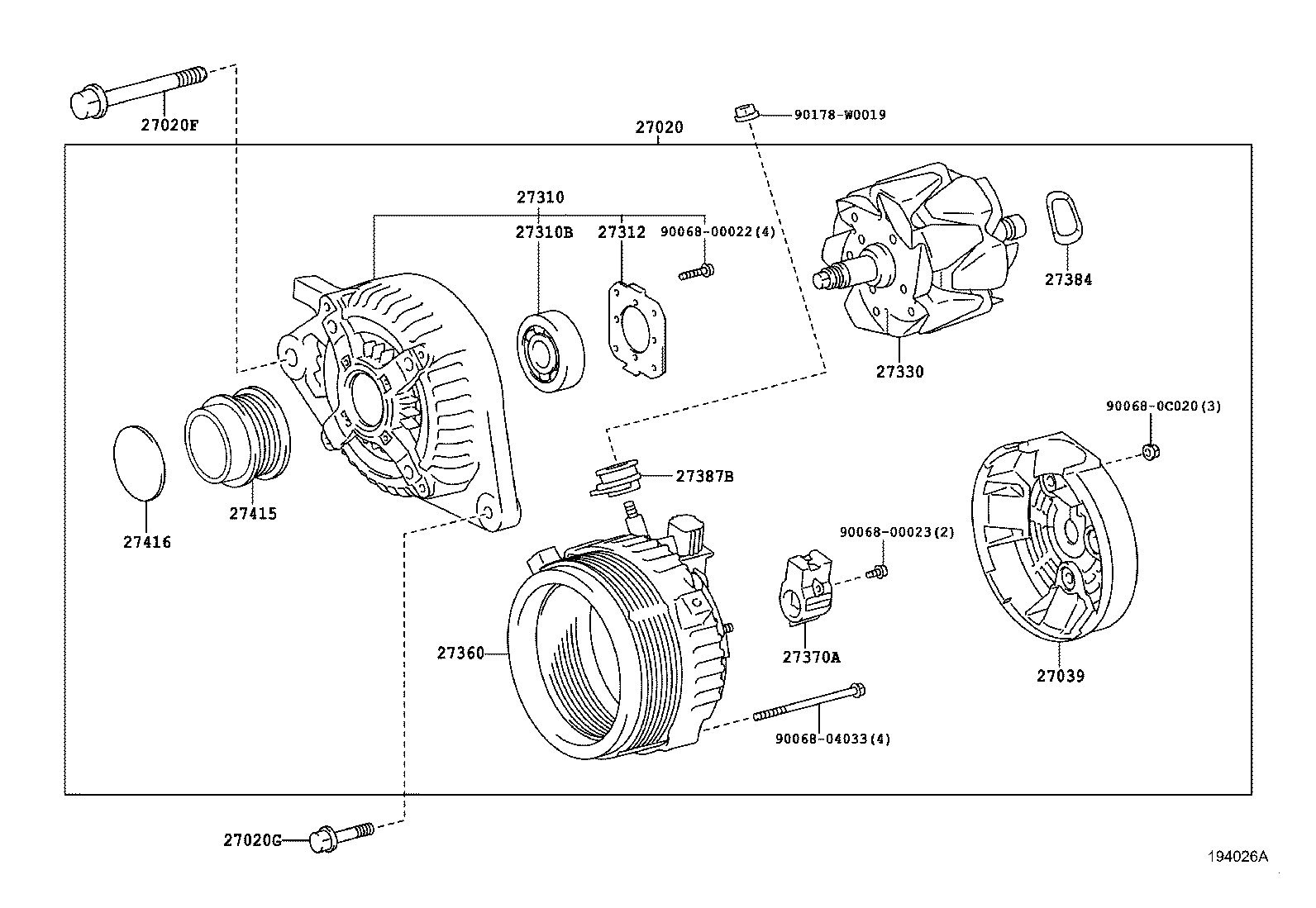 TOYOTA 27039-0C020 - COVER, ALTERNATOR REAR END autozip.com.ua