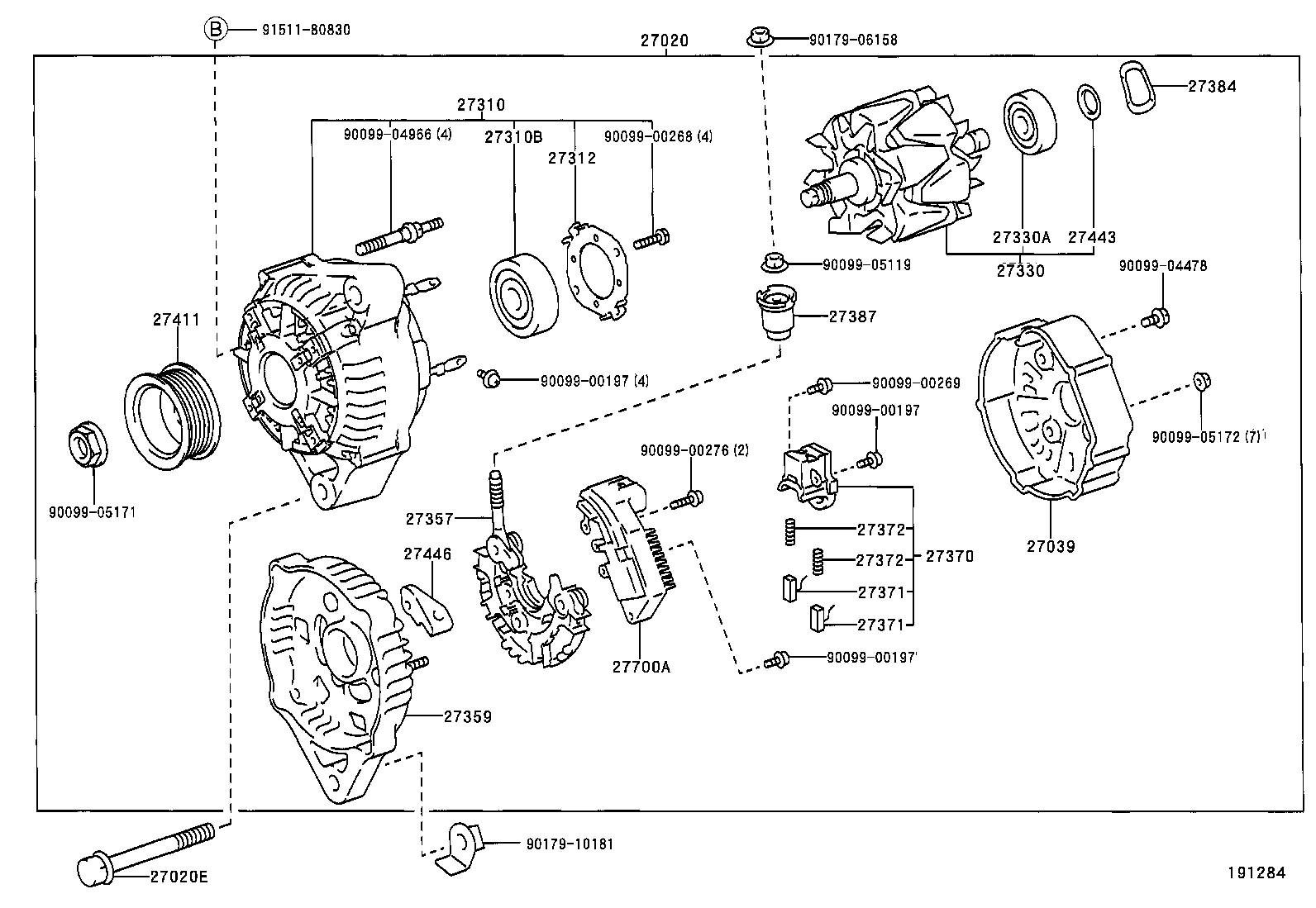 TOYOTA 27357-67100 - Випрямляч, генератор autozip.com.ua