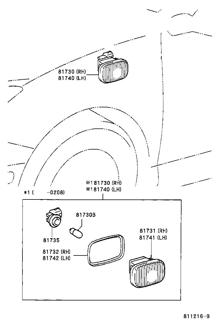 TOYOTA 81730-20220 - Бічний ліхтар, покажчик повороту autozip.com.ua