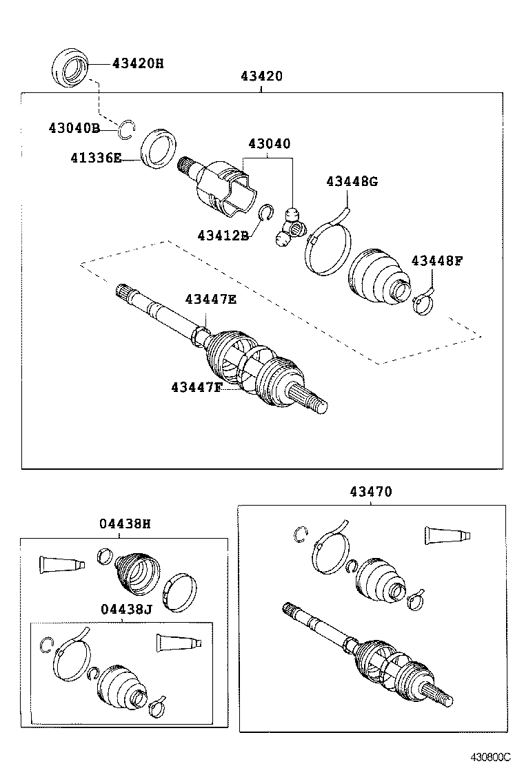 TOYOTA 4347059055 - Шарнірний комплект, ШРУС, приводний вал autozip.com.ua