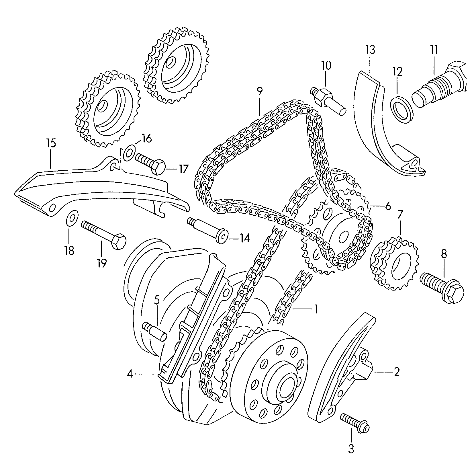 Seat 021 109 509 E - Планка заспокоювача, ланцюг приводу autozip.com.ua