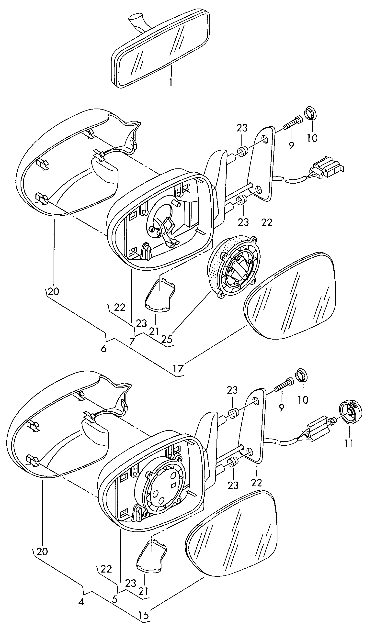 VAG 7M1857521 - Зовнішнє дзеркало autozip.com.ua